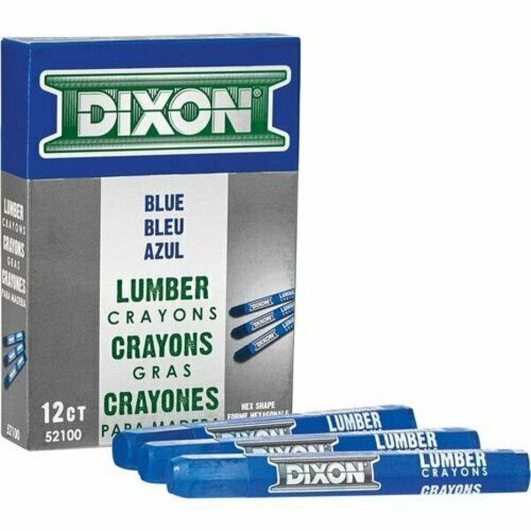 Dixon Ticonderoga Lumber Crayons, Fade Proof, 4-1/2inx1/2in, 1 Blue, 12PK DIXX52100